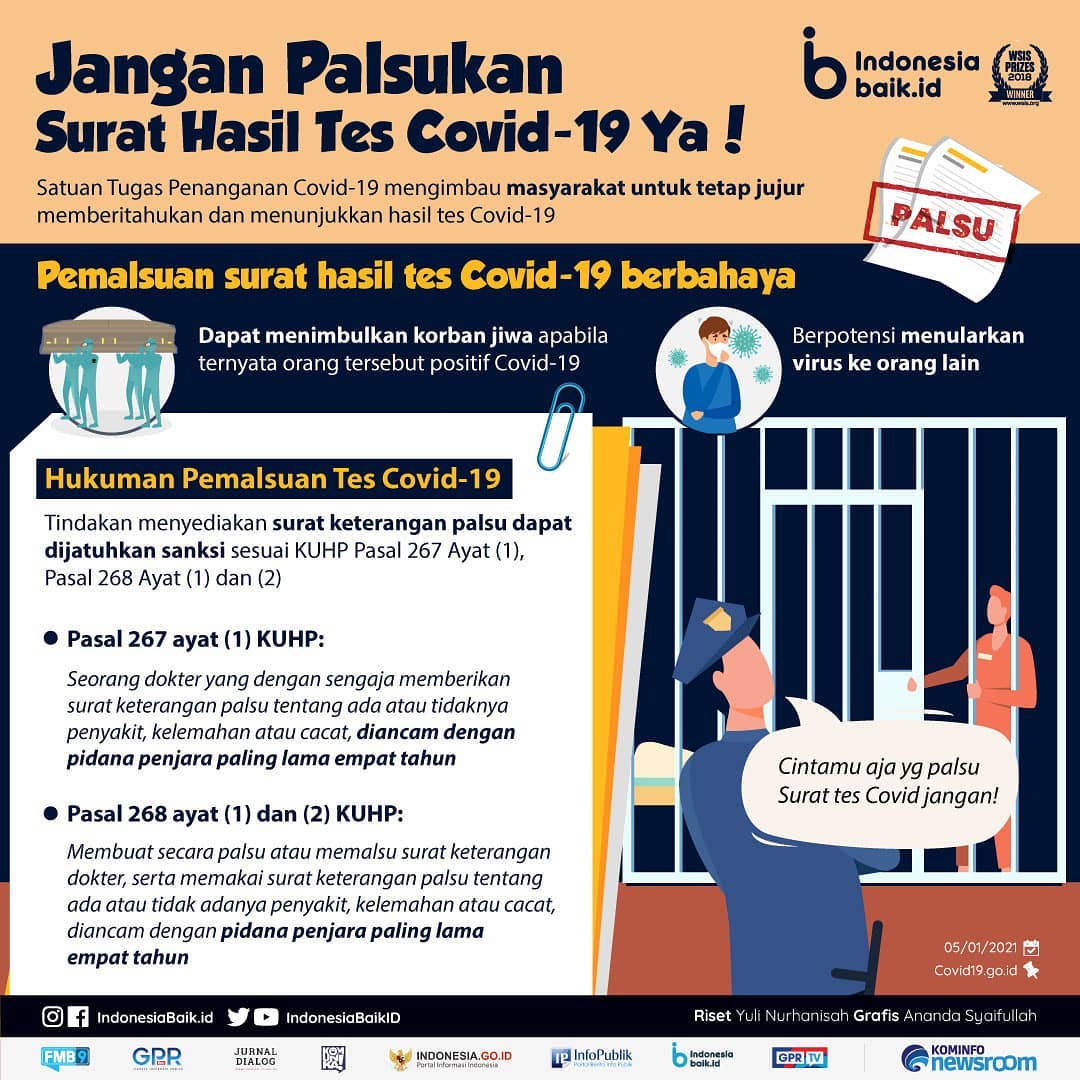 Jangan Palsukan Surat Hasil Tes...