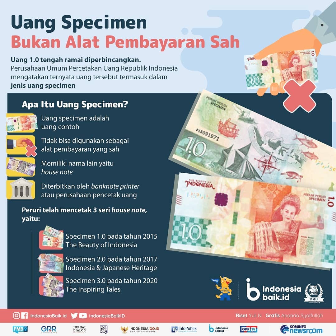 Uang Specimen Bukan Alat Pembayaran Sah