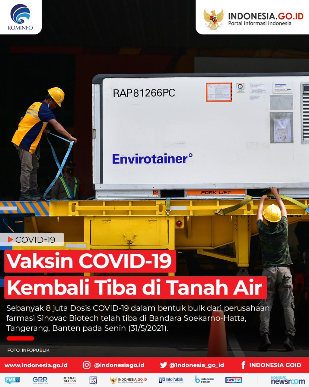 Vaksin Covid-19 Kembali Tiba di Tanah...